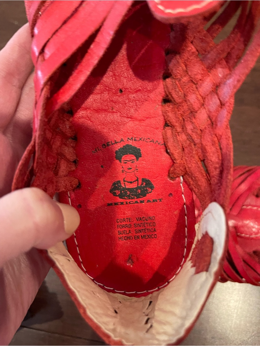 red mexican woven huaraches sandals nwot - Picture 6 of 7